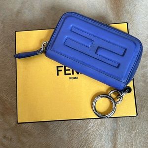 Authentic Fendi Mini Zip Around Wallet Violet Leather Full Inclusion